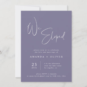 We Eloped Lavender Purple Minimalist Elopement Announcement
