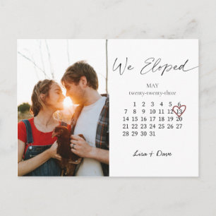 We Eloped May 2023 Calendar Month Pink Heart Date Postcard