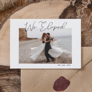We Eloped Minimal Script Photo Elopement Wedding Announcement