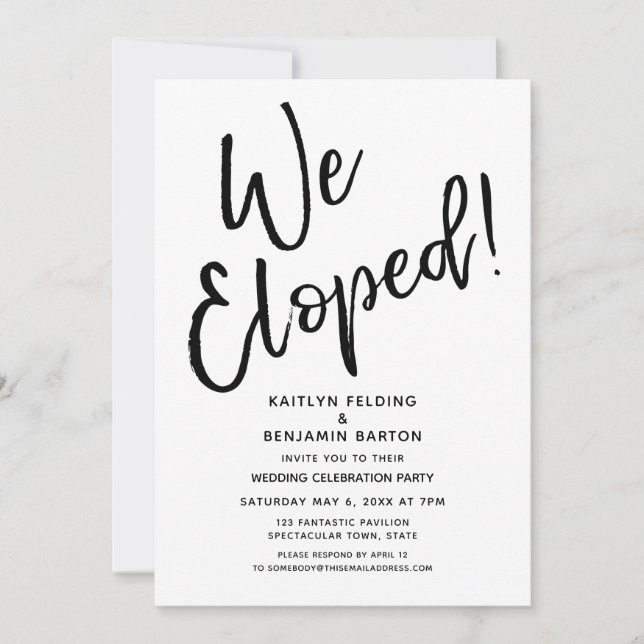 We Eloped! Modern Casual Post Wedding Celebration Invitation (Front)