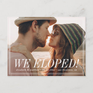 We Eloped! Modern Custom Photo Announcement Postcard