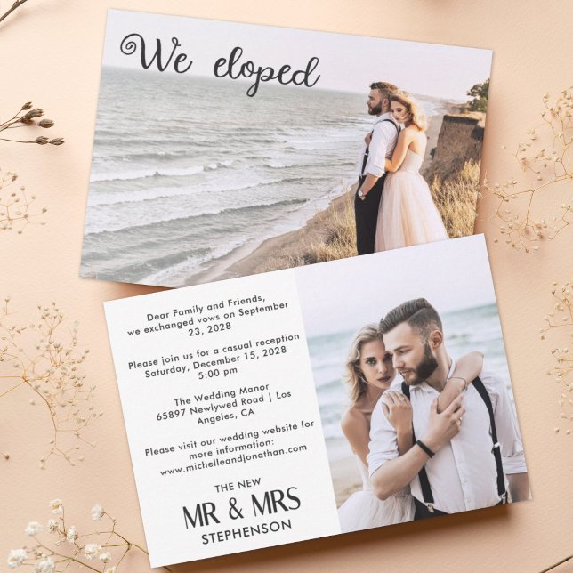 We eloped modern minimalist 2 photo announcement (Creator Uploaded)