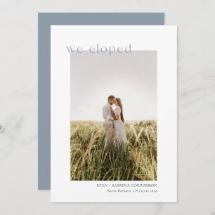 We Eloped Modern Minimalist Dusty Blue Announcement