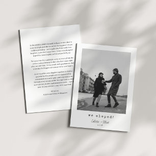 We Eloped Modern Minimalist Photo Message Letter Announcement
