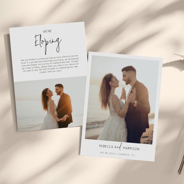 We Eloped Modern Minimalist Photo Wedding  Announcement (Creator Uploaded)