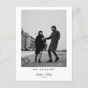 We Eloped Modern Minimalist Typography Photo Announcement Postcard