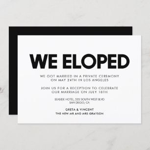 We eloped Modern wedding announcement