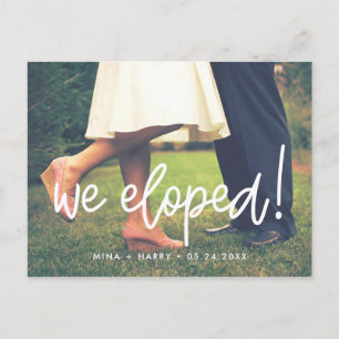 We eloped Modern wedding photo Postcard
