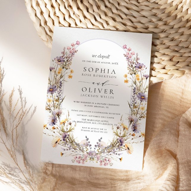 We Eloped Modern Wildflowers Elopement Wedding Invitation (Creator Uploaded)