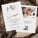 We eloped Mountain forest hand drawn sketch Invitation<br><div class="desc">This elegant and rustic wedding elopement invitation is the perfect way to let your family and friends know that you got married and invite them to celebrate with you at your wedding reception. This card features a classy mountain and forest sketch design complemented by handwriting typography that reads "We eloped"...</div>