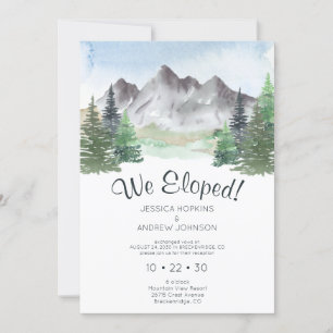 We Eloped Mountain Watercolor Reception Invitation