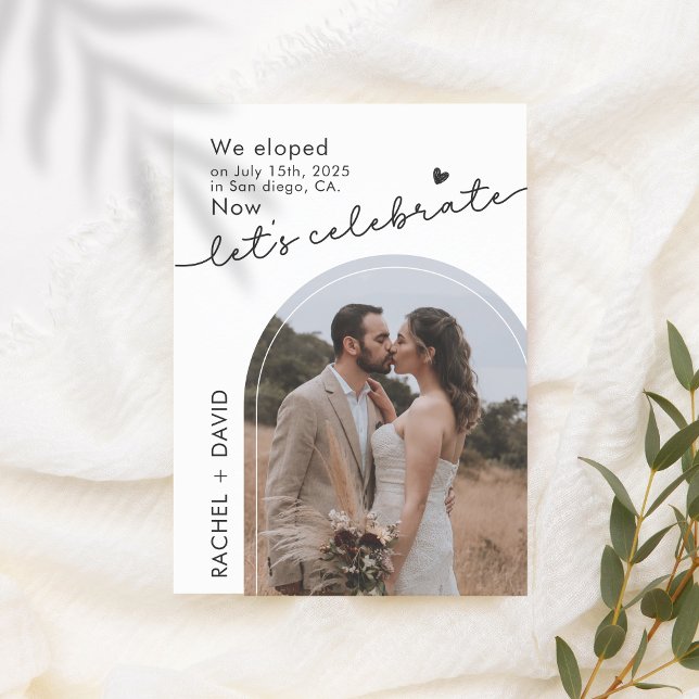 We Eloped Now Let's Celebrate 2 Photo Elopement Invitation (Creator Uploaded)