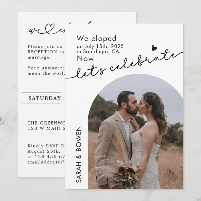 We Eloped Now Let's Celebrate Photo Elopement Invitation (Front/Back)