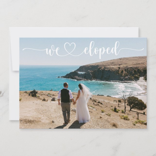 We Eloped on the Beach, Photo Married Wedding Announcement (Front)