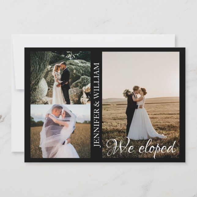We Eloped Photo Collage Wedding Announcement  (Front)