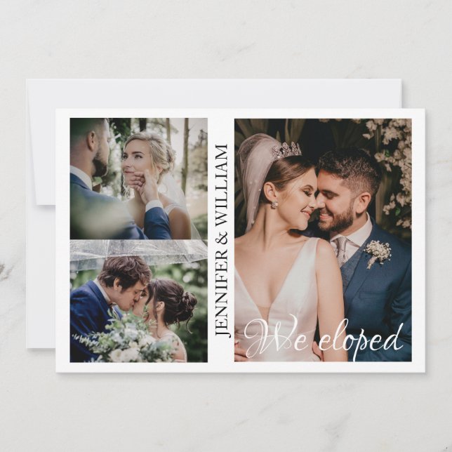 We Eloped Photo Collage Wedding Announcement  (Front)