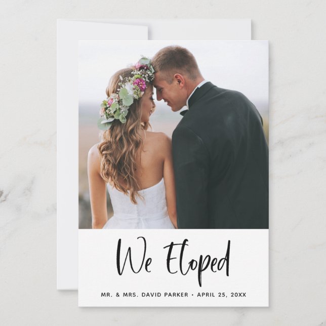 We Eloped | Photo Wedding Announcement and Party (Front)