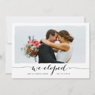We Eloped | photo wedding announcement black white