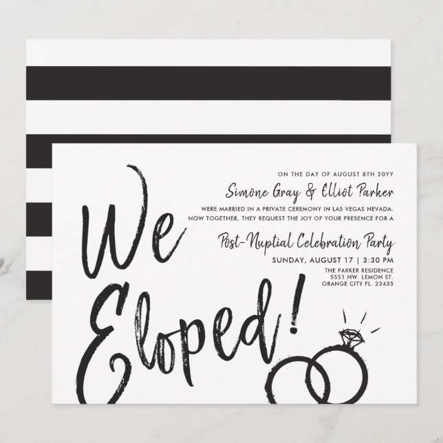 We Eloped | Post Nuptial Dinner Invitation (Front/Back)