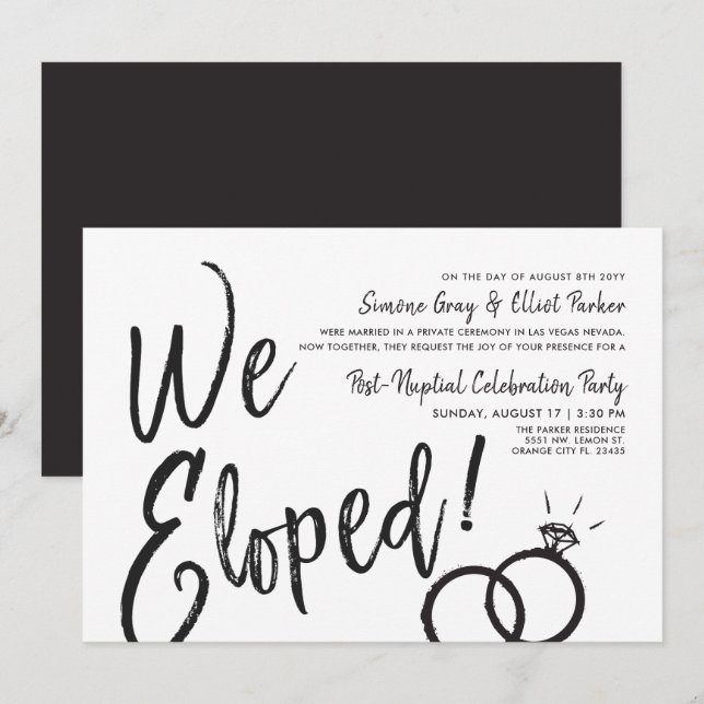 We Eloped | Post Nuptial Party Invitation (Front/Back)