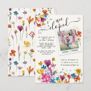 We Eloped Pressed Flowers Boho Announcement