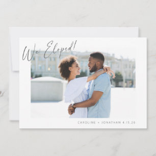 We Eloped Simple Minimalist Two 2 Photo Elopement Announcement