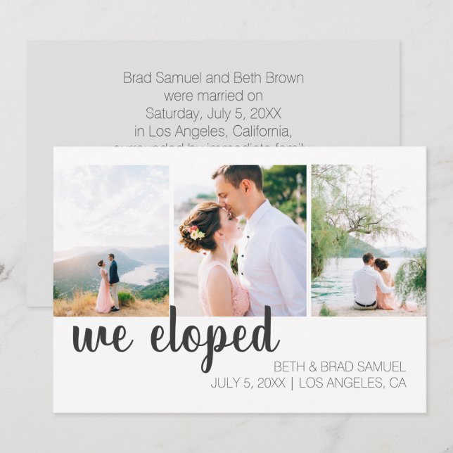 We Eloped Three Photo Announcement (Front/Back)