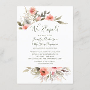 We Eloped Watercolor Wedding Blush Rose Reception Invitation
