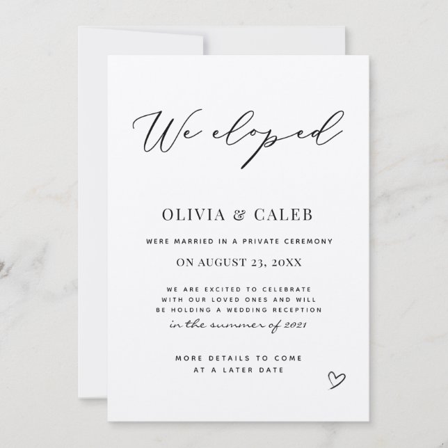 We Eloped Wedding Announcement (Front)