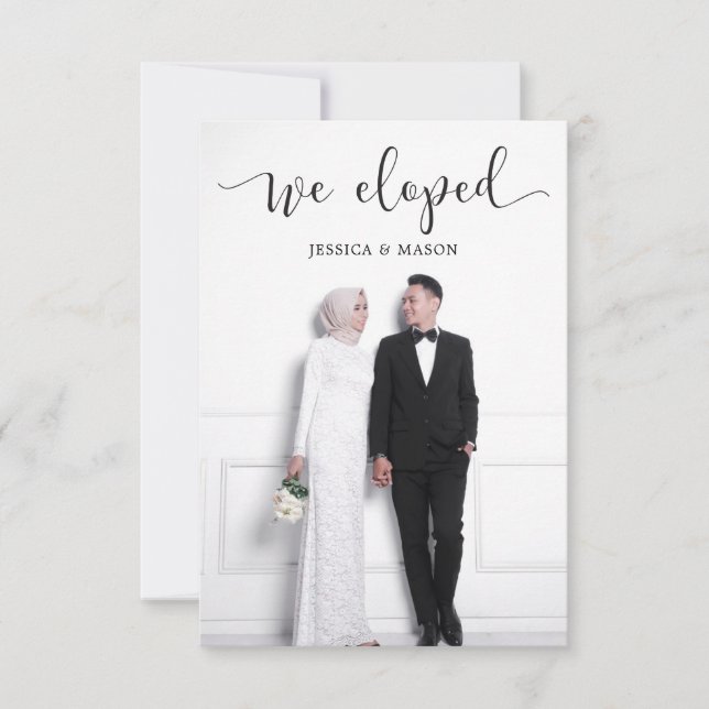 We Eloped Wedding Announcement Invitation Photo (Front)