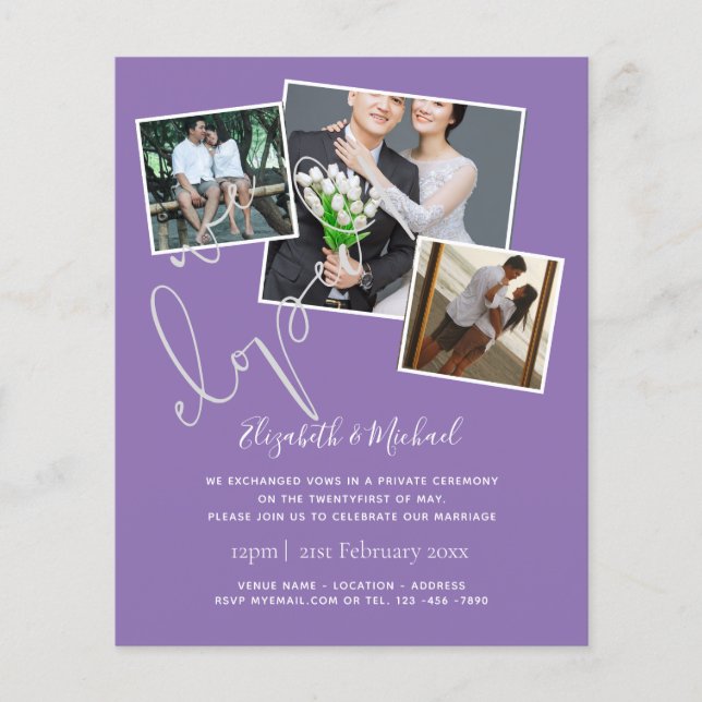 We Eloped Wedding Announcement Invitations Budget (Front)