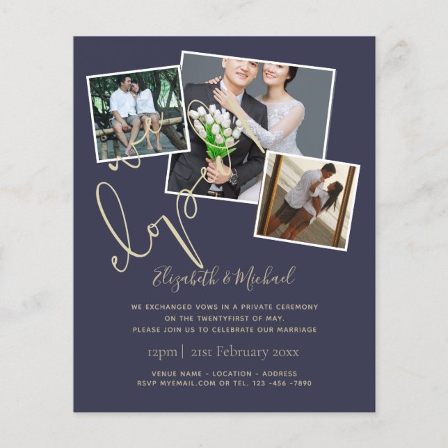 We Eloped Wedding Announcement Invitations Budget (Front)