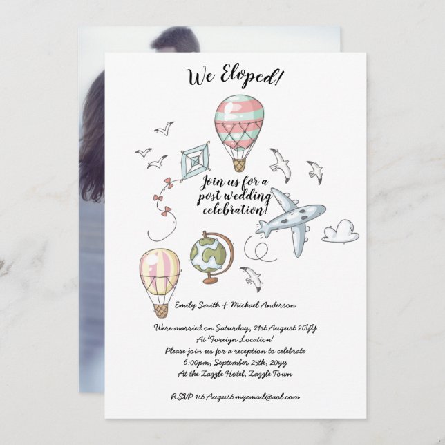 We Eloped - Wedding Celebration Invites with Photo (Front/Back)