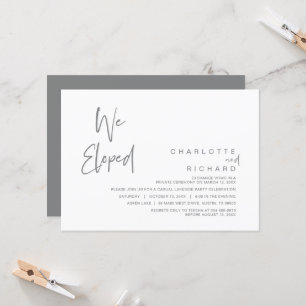 We eloped, Wedding Elopement Party Celebration Inv Invitation