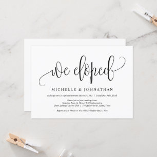 We Eloped, Wedding Elopement Party Celebration Invitation