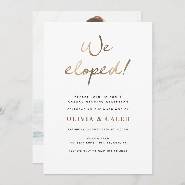 We Eloped! Wedding Reception invitation (Front/Back)