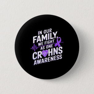 We Fight As One Heartbeat Purple Ribbon Crohns Awa 6 Cm Round Badge