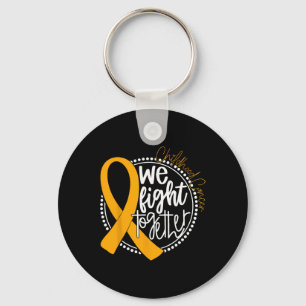 We Fight Together Childhood Cancer Awareness Gold Key Ring