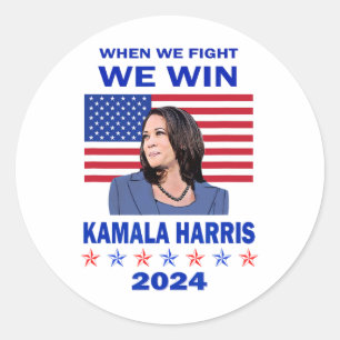 We Fight We Win - Kamala Harris 2024 Classic Round Sticker