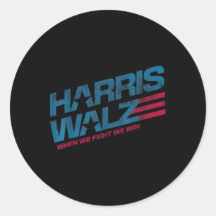 We Fight We Win Kamala Harris Cat Lady Boho Classic Round Sticker
