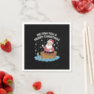 We Fish You A Merry Christmas Fisherman Fishing  Napkin
