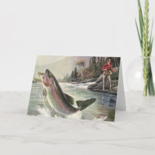 We Fish You A Merry Christmas, Vintage River Trout Holiday Card