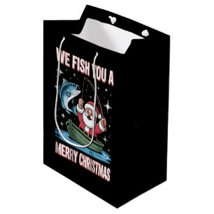We Fish You A Merry Xmas Fisherman Fishing Santa Medium Gift Bag