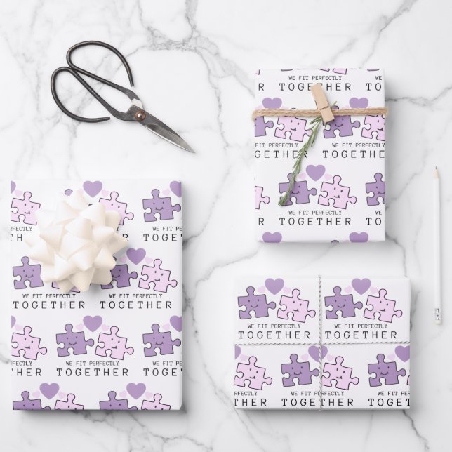 We Fit Perfectly Together Wrapping Paper Sheets (Front)