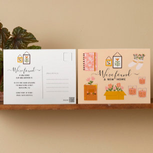 We Found New Home Cute Girly Cosy Elements Pink Holiday Postcard