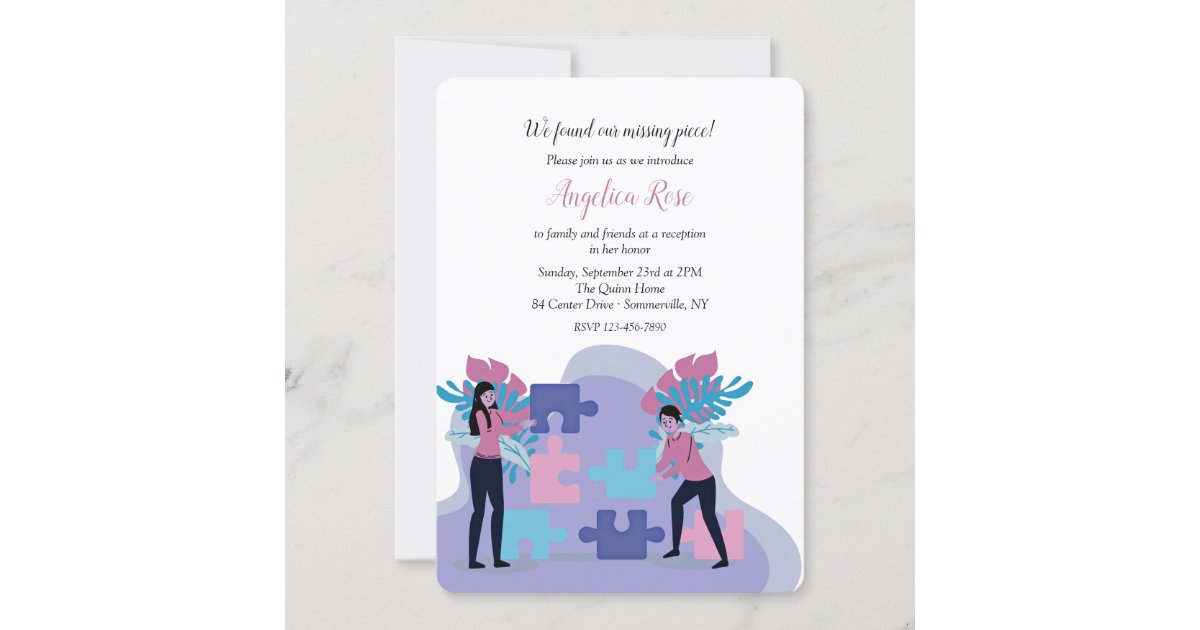 We Found The Missing Piece Adoption Party Invitation Zazzle We Found The Missing Piece Adoption Party Invitation Zazzle