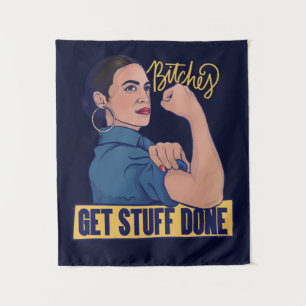 We get stuff done AOC Rosie the riveter Tapestry