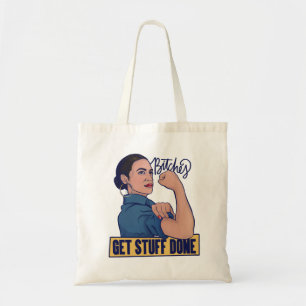 We get stuff done AOC Rosie the riveter Tote Bag