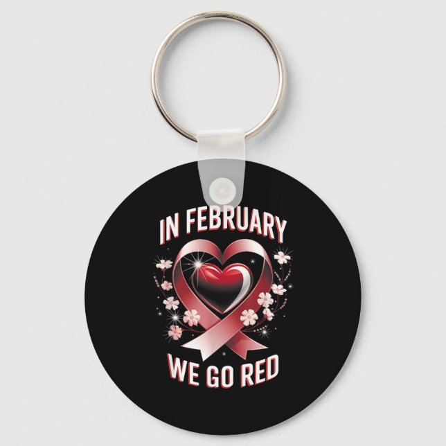 We Go Red February Heart Disease Awareness  Key Ring (Front)