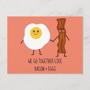We Go Together Like Bacon & Eggs Cute Kawaii Postcard